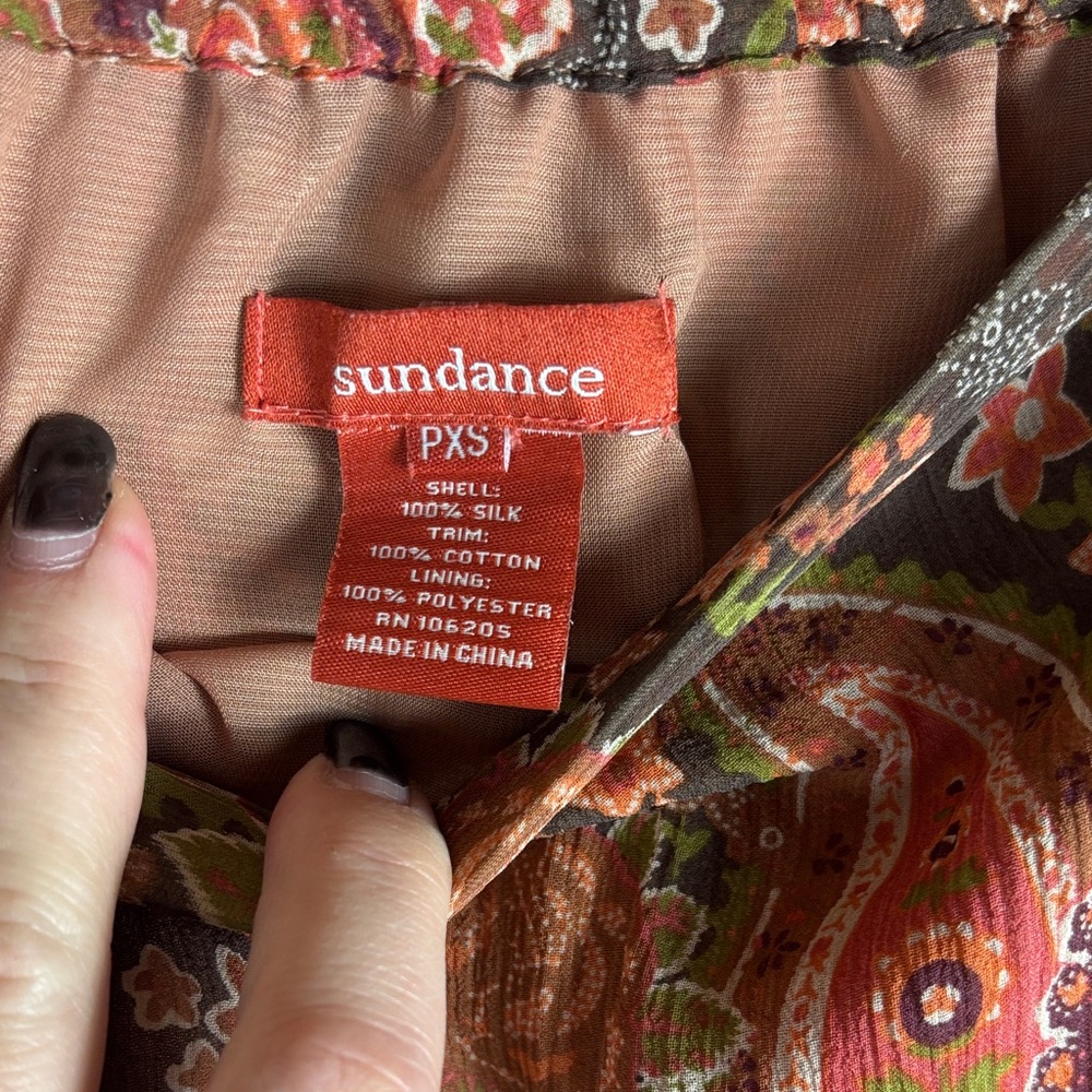 Sundance > Silk Paisley and Plaid Maxi Skirt XSP - Picture 4 of 4